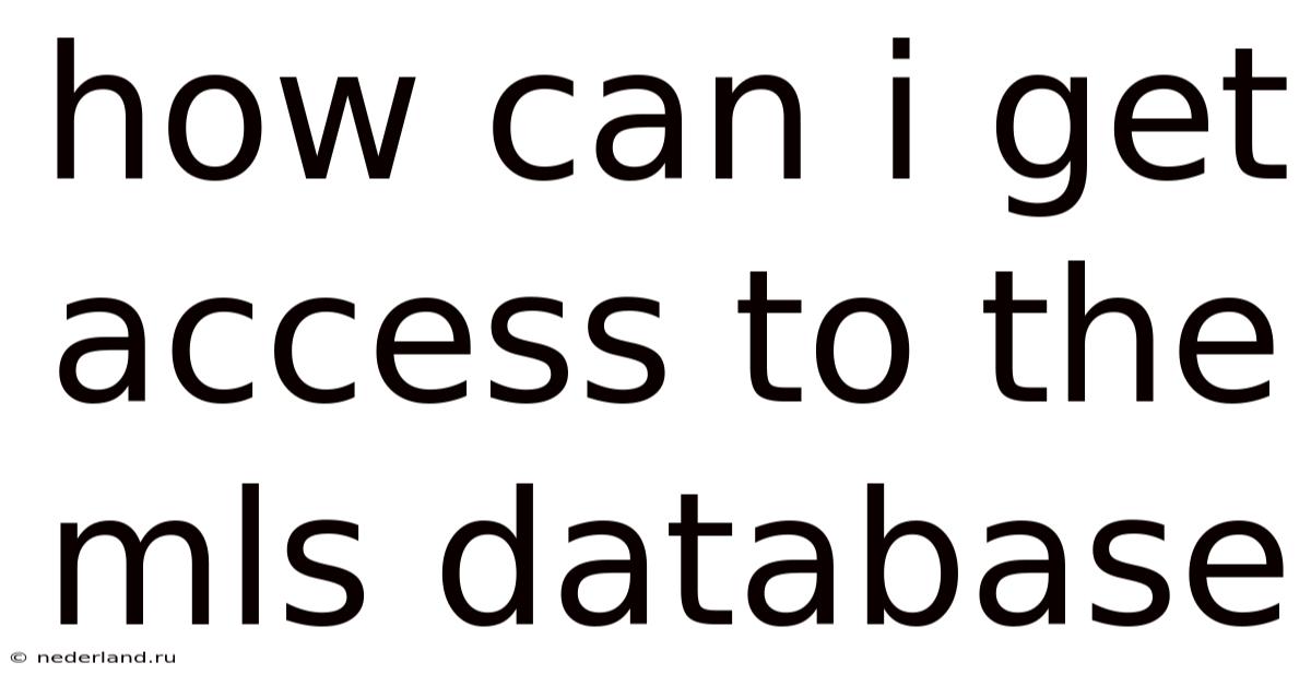 How Can I Get Access To The Mls Database