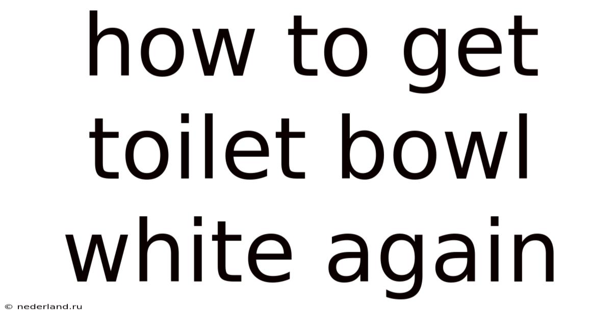 How To Get Toilet Bowl White Again